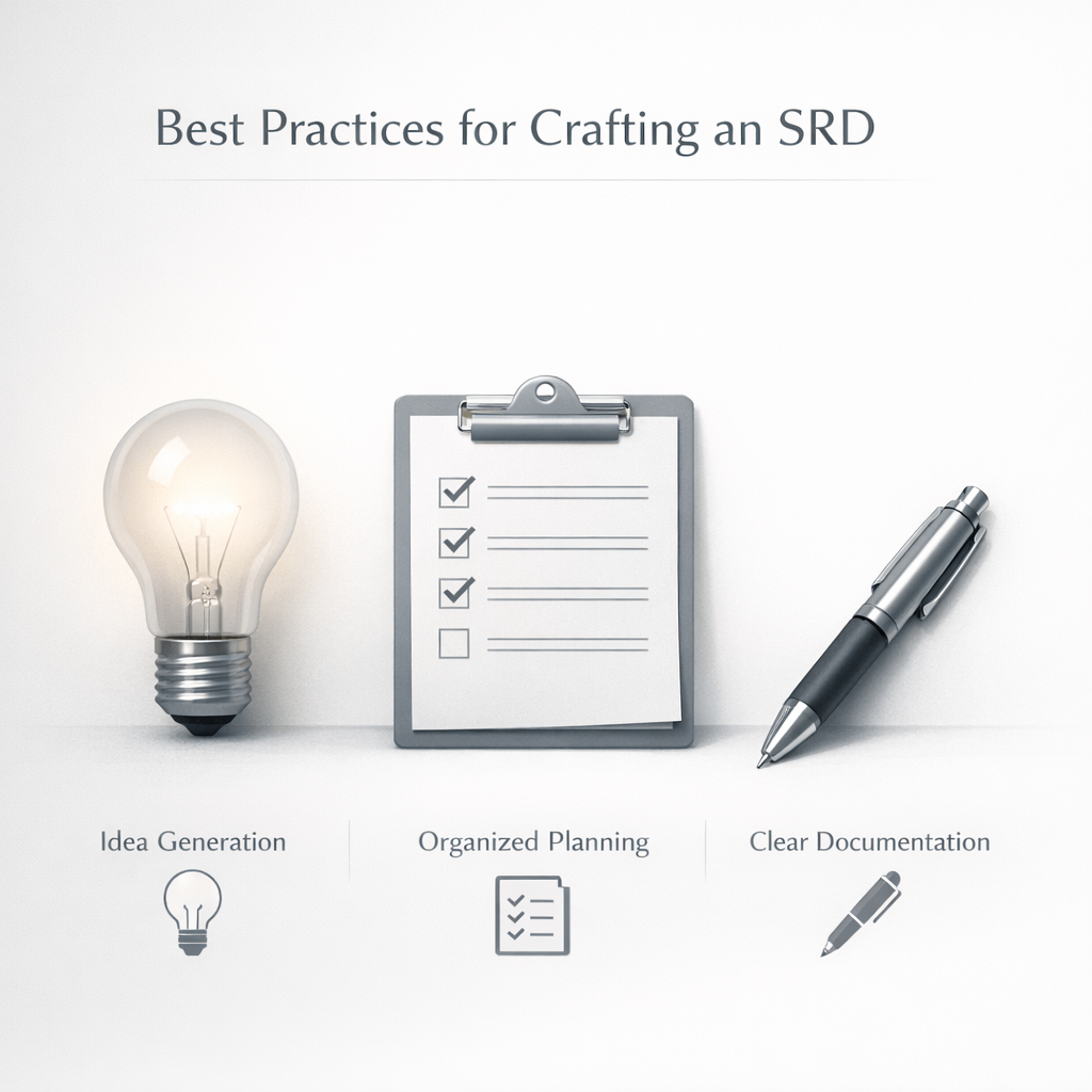 Conceptual representation of best practices when creating a Software Requirements Document