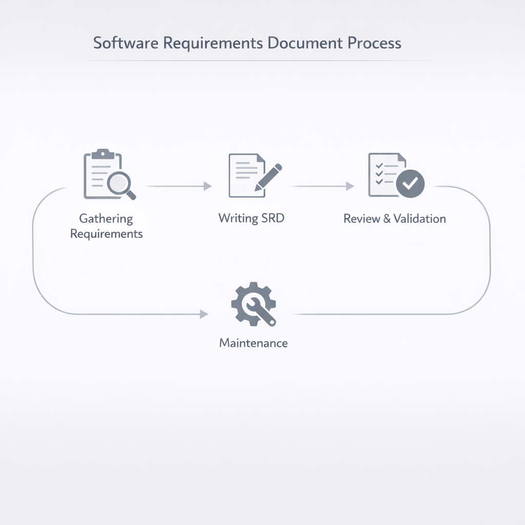Diagram illustrating the stages of creating a software requirements document