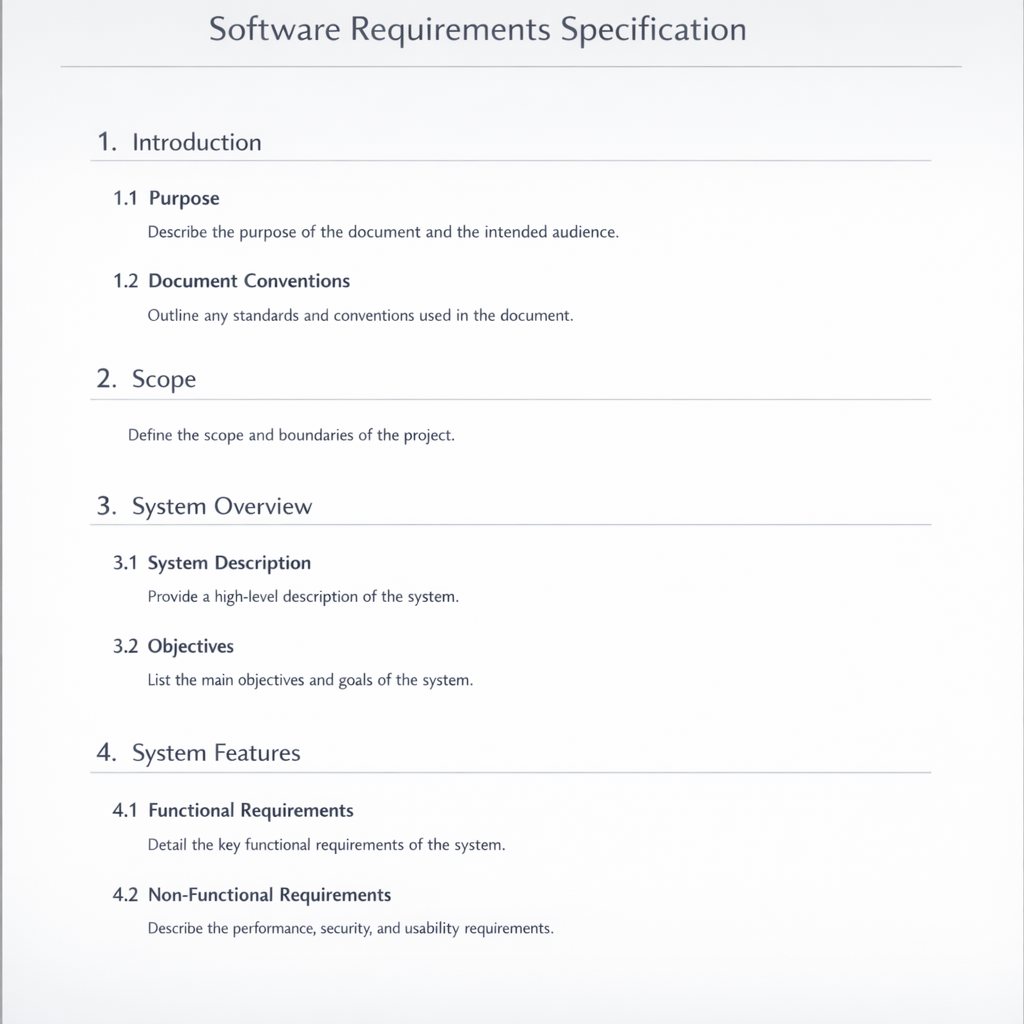 Example structure of a Software Requirements Document