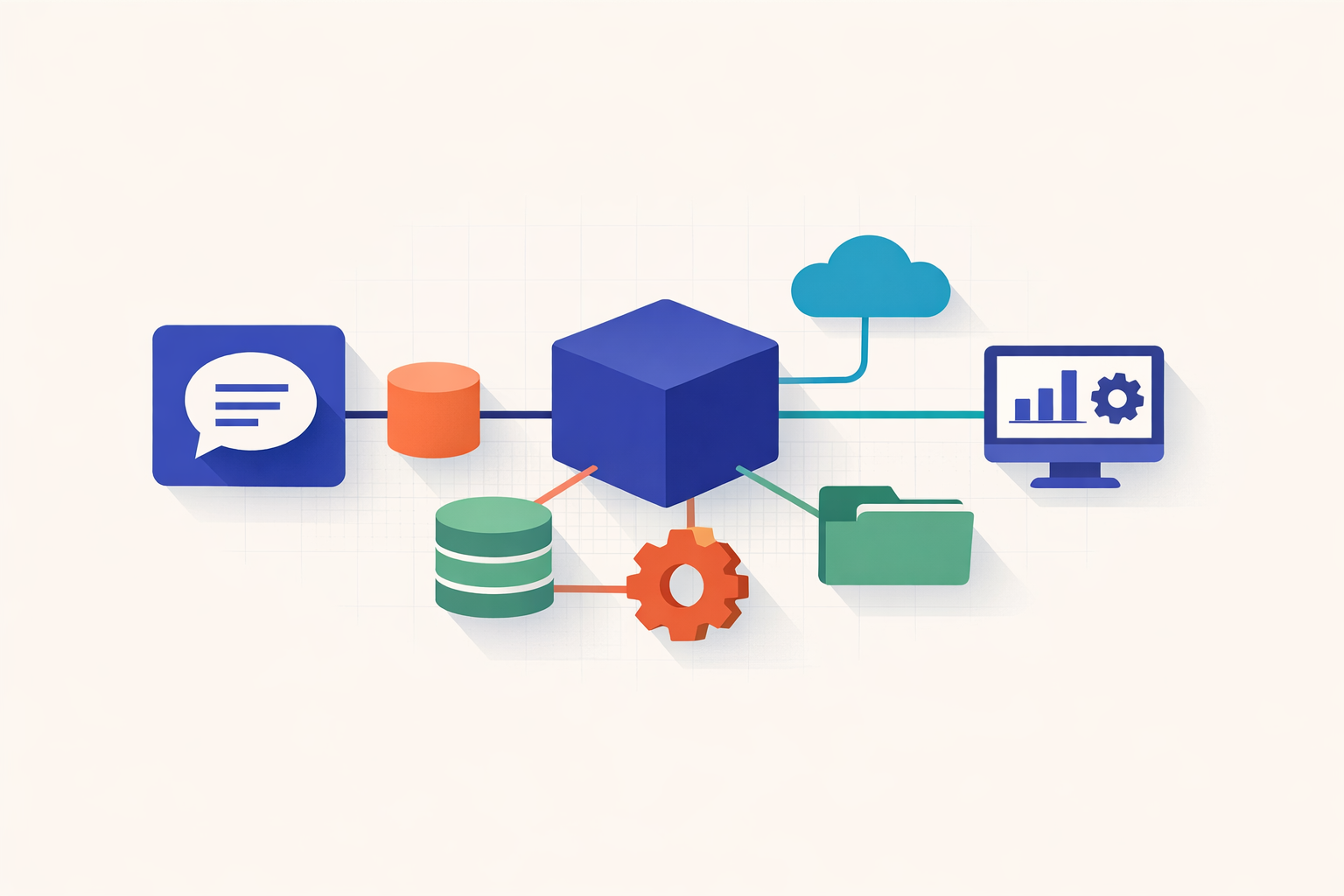 Conceptual illustration of LLM integration into enterprise systems.