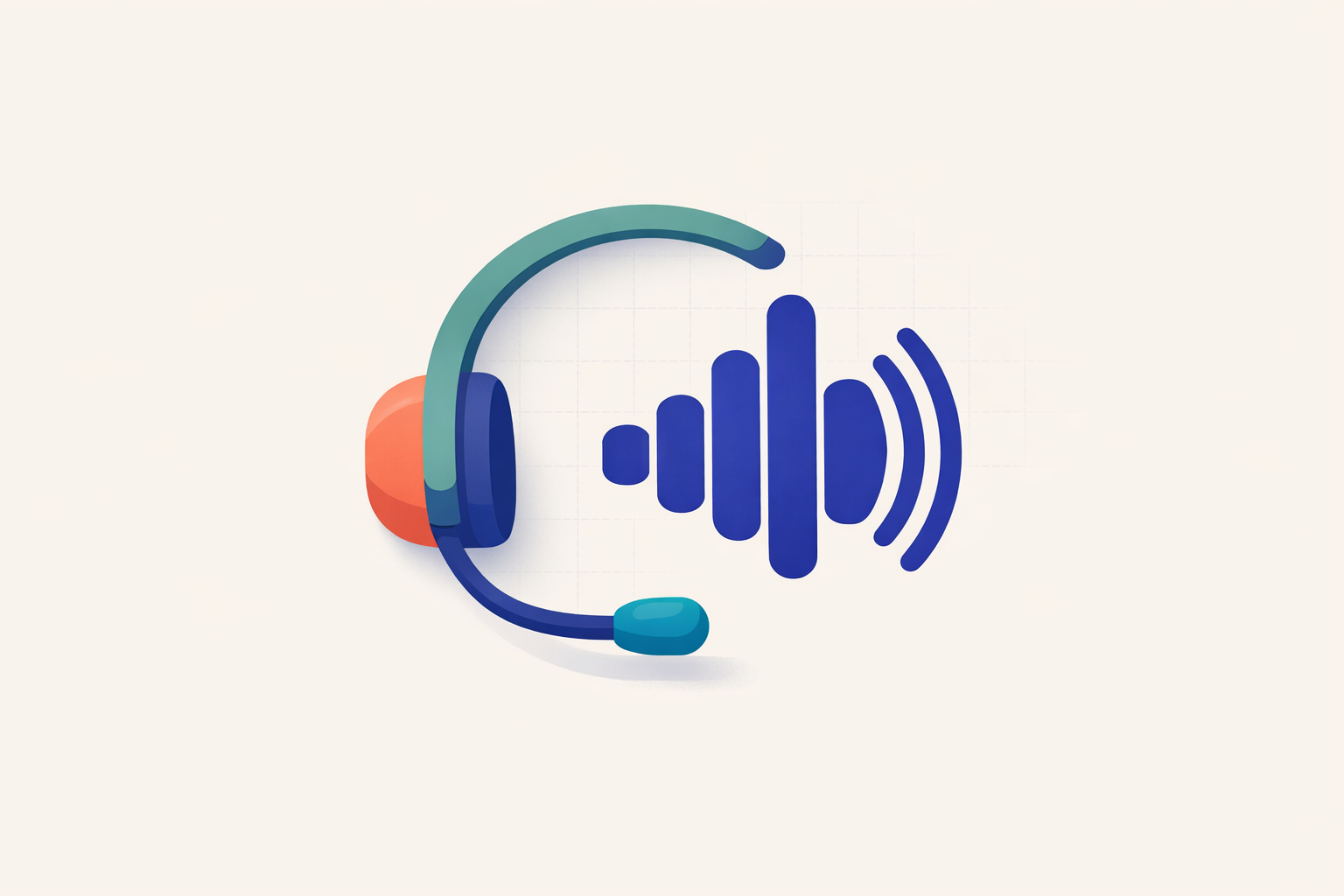 Customer service headset with voice AI symbol