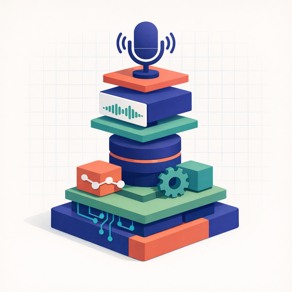 Conceptual illustration of tech stack for voice AI
