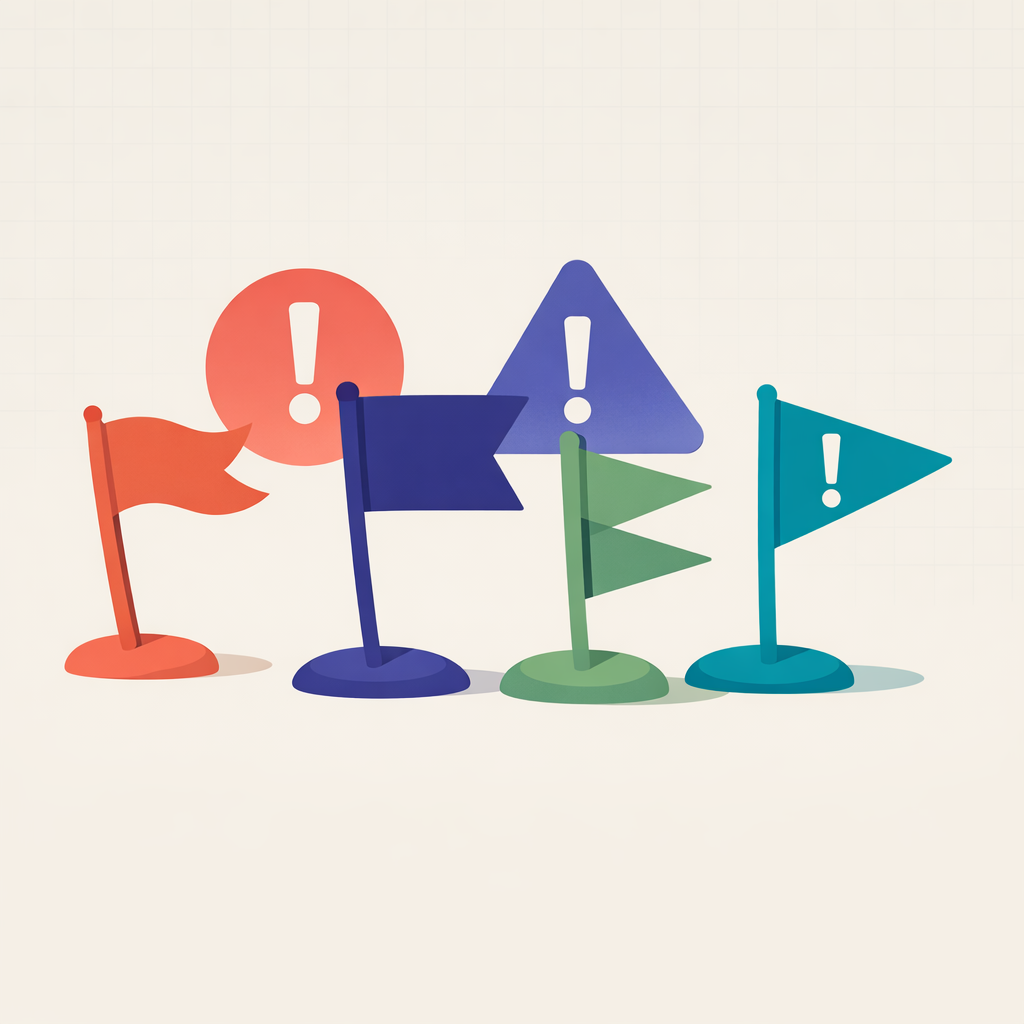 Conceptual representation of potential red flags in the process of hiring an AI development team.