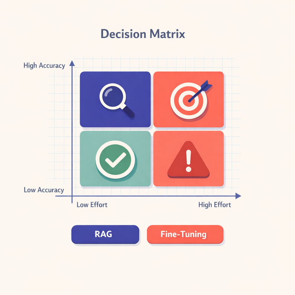 Decision matrix chart for RAG vs Fine-Tuning