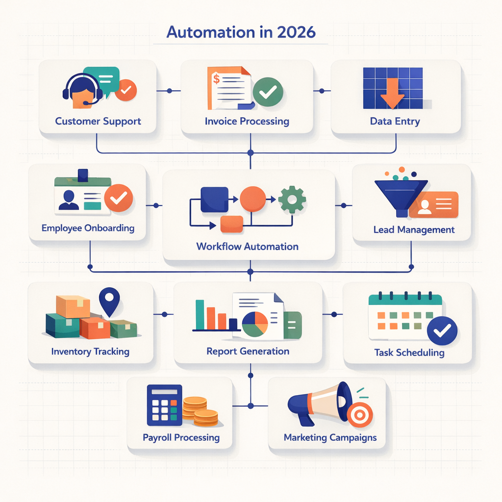 Illustration of 10 business processes for AI automation.