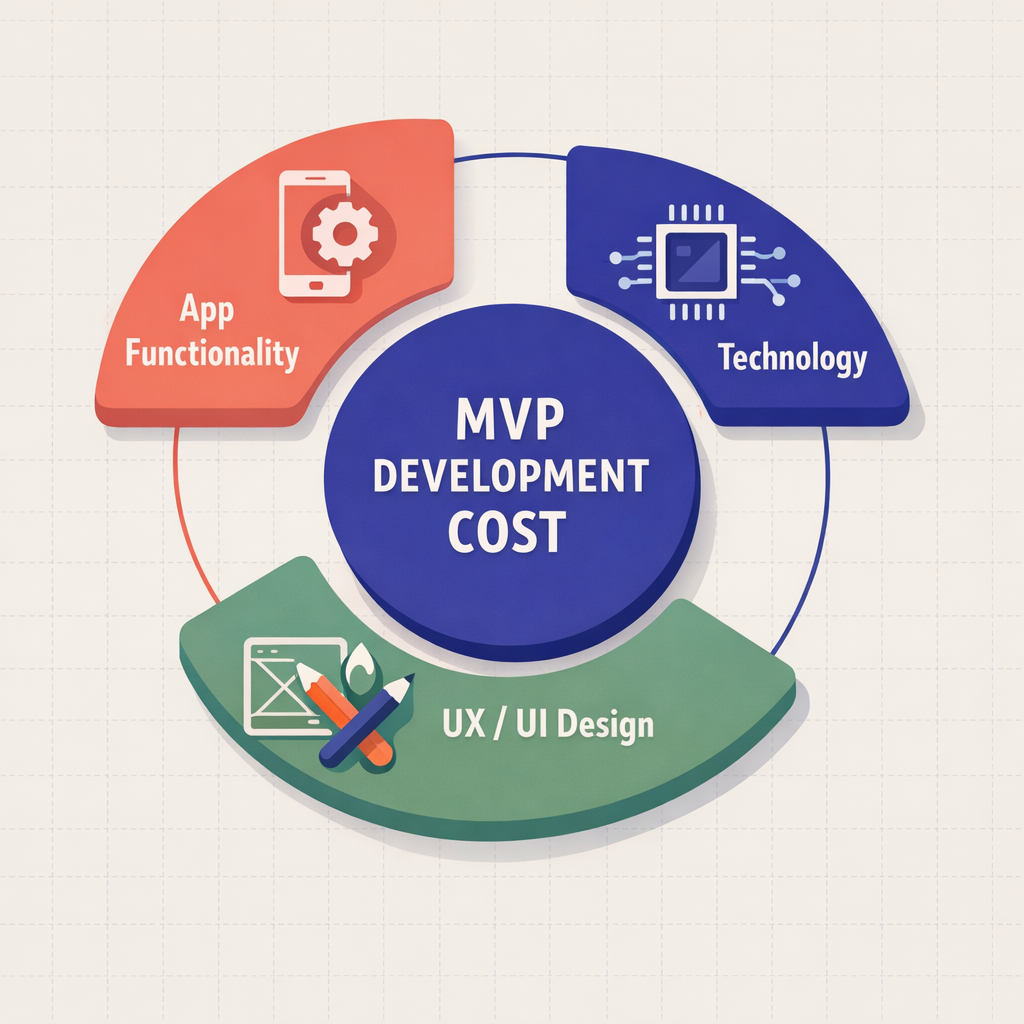 Radial diagram explaining the primary factors affecting MVP development cost