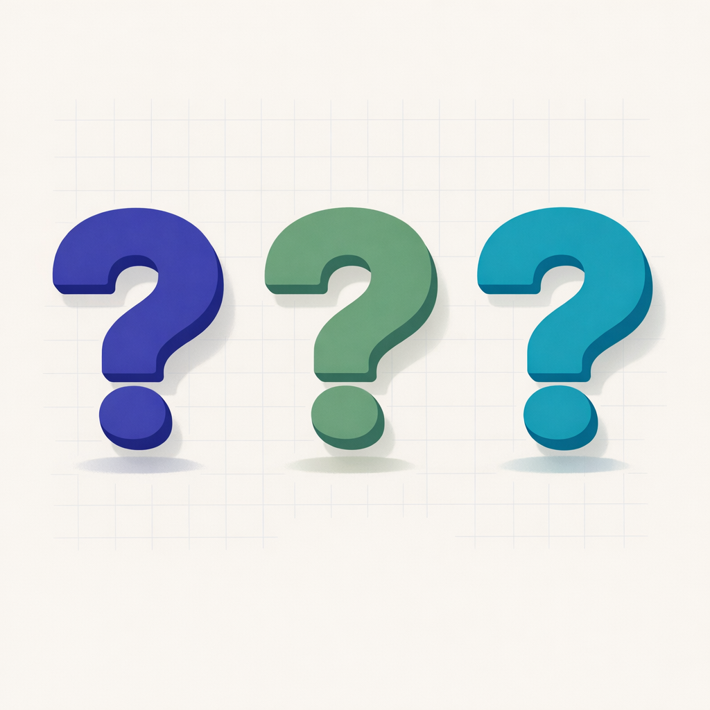 Three colored question marks symbolizing frequently asked questions