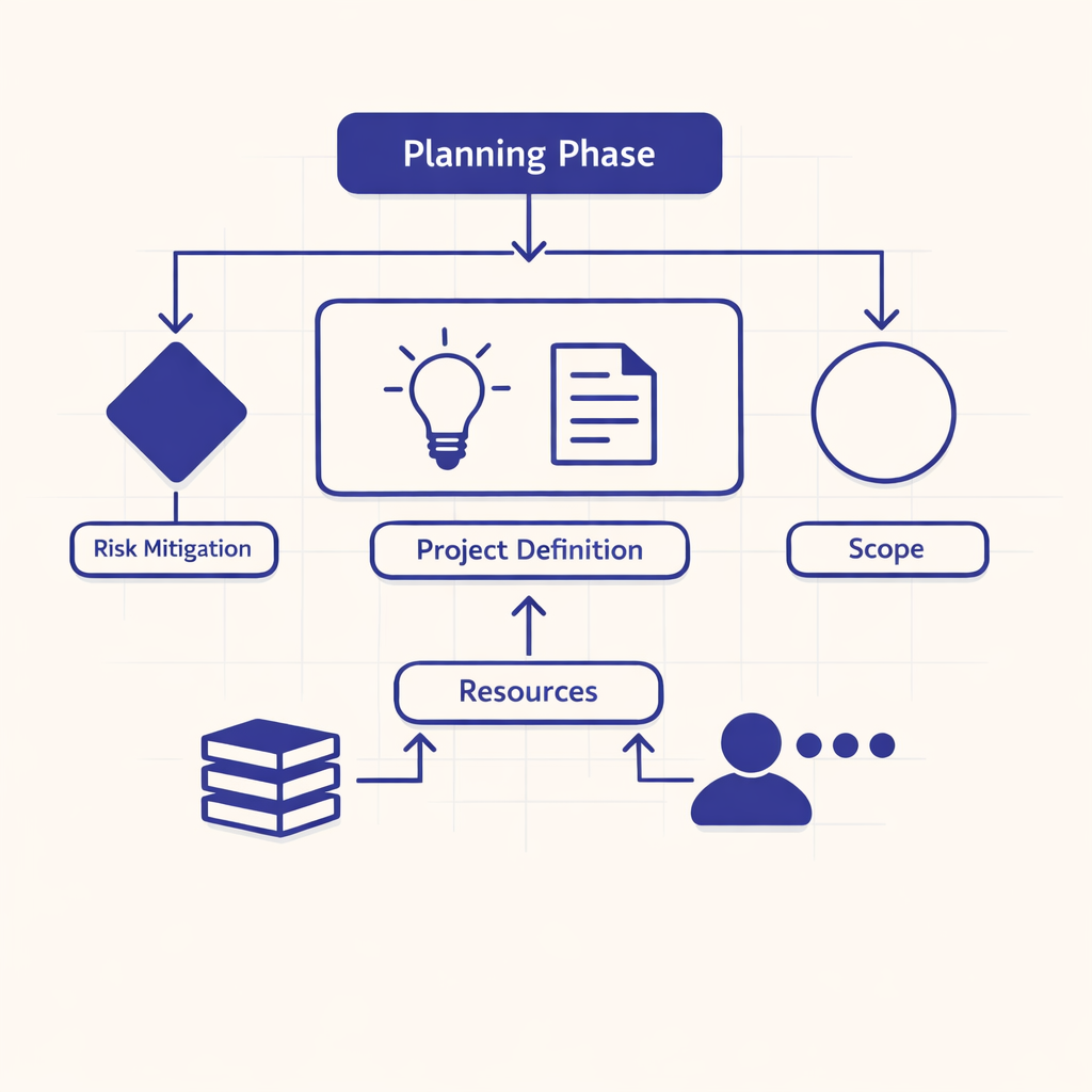 Technical diagram illustrating the planning phase of the software development process.