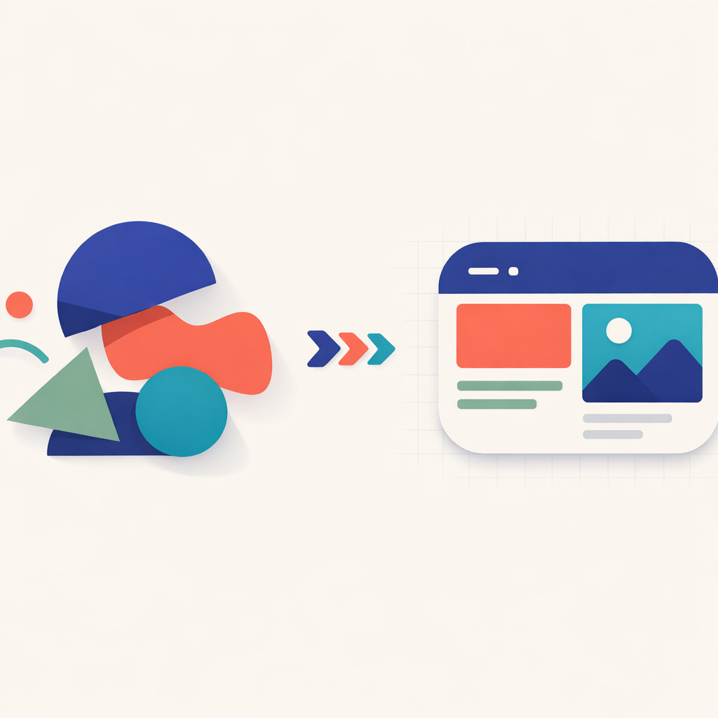 Conceptual illustration representing the process of UI/UX design in software development.