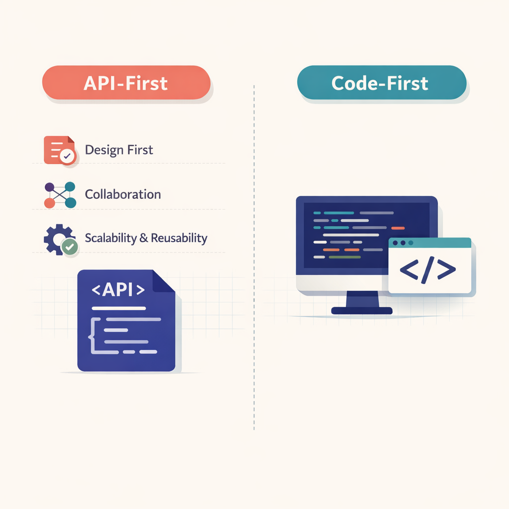 Diagram comparing API-first and code-first approaches