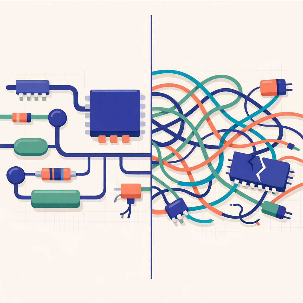 A comparison illustration of good and bad management of technical debt