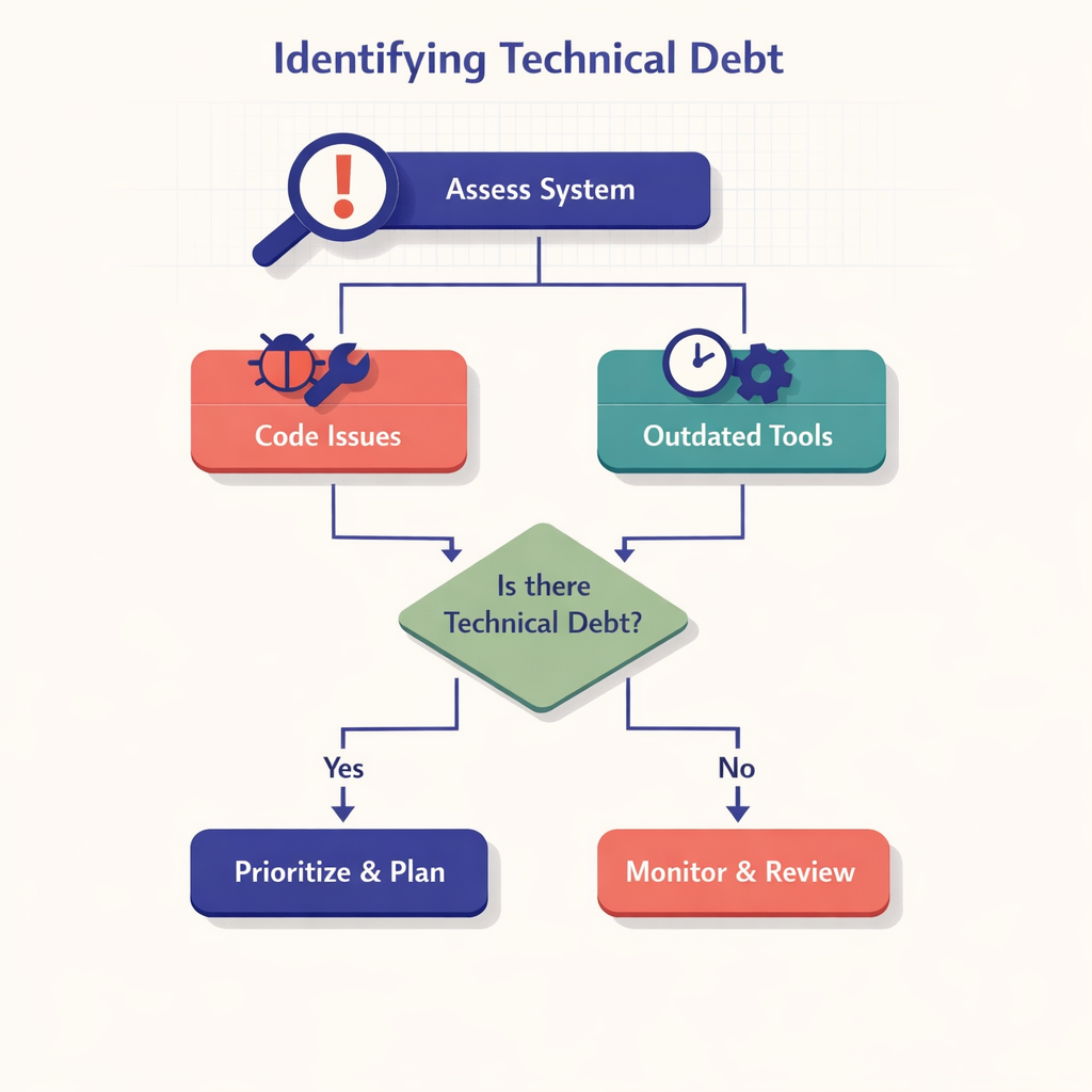 Diagram detailing the process of identifying technical debt