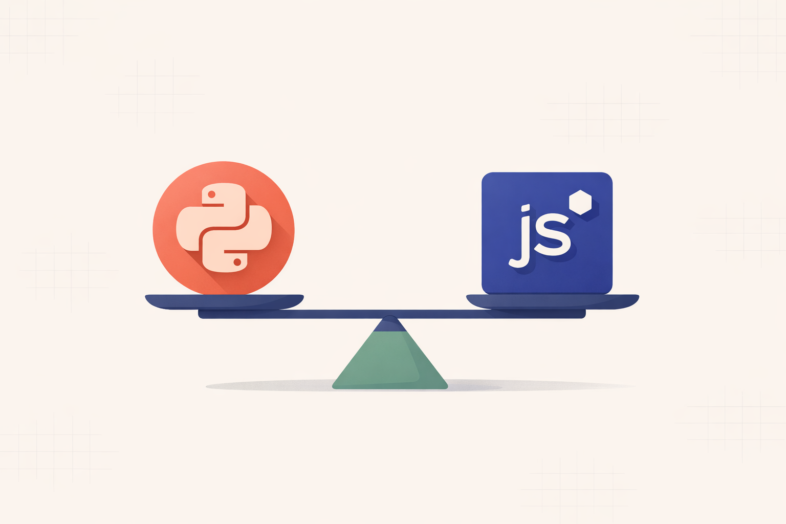 Hero image of a scale balancing Python and Node.js symbols.
