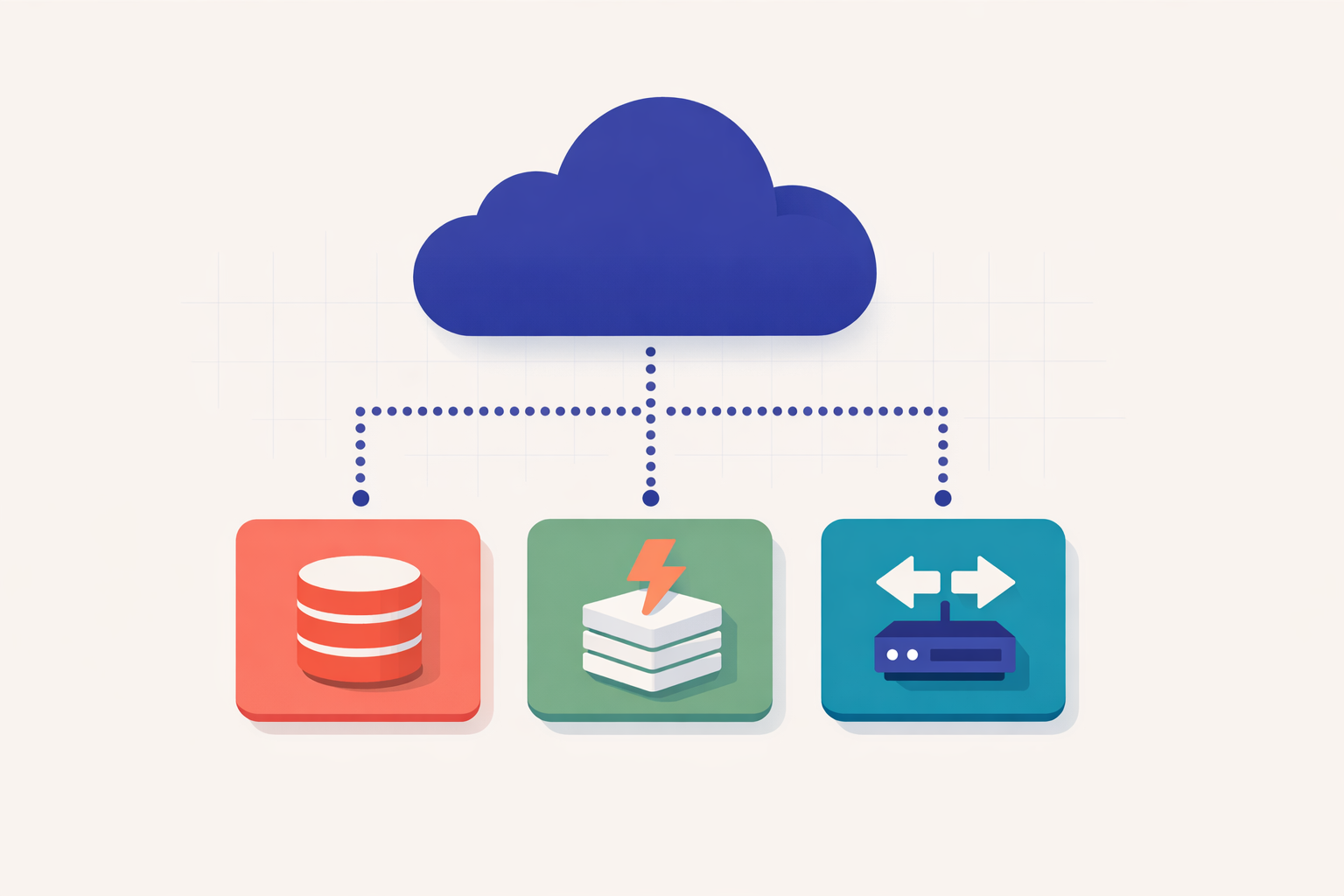 Hero image symbolizing scalable web application architecture with abstracted cloud infrastructure and microservices.