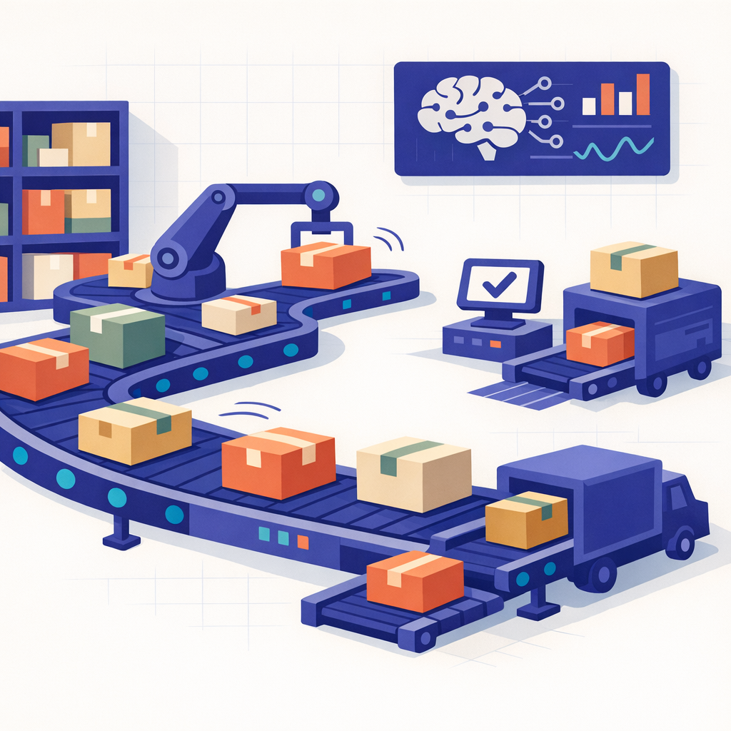 Conceptual representation of Warehouse Automation powered by AI
