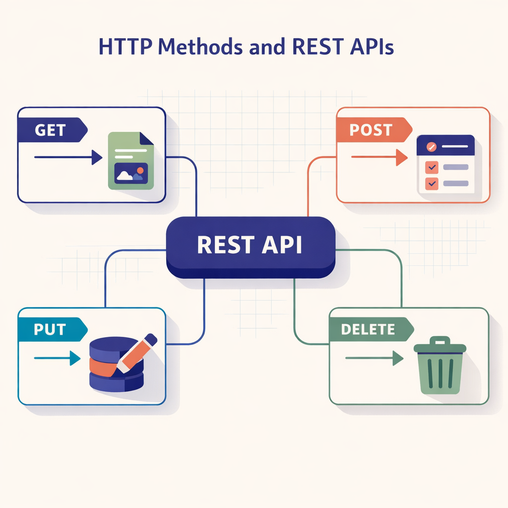 Illustration of HTTP methods used in REST APIs