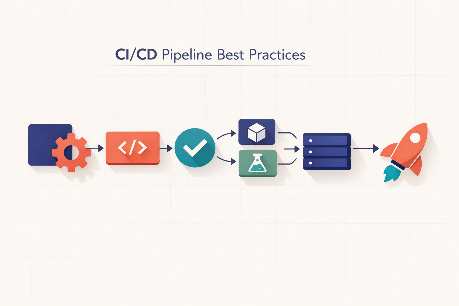 CI/CD pipeline depicted with geometric shapes