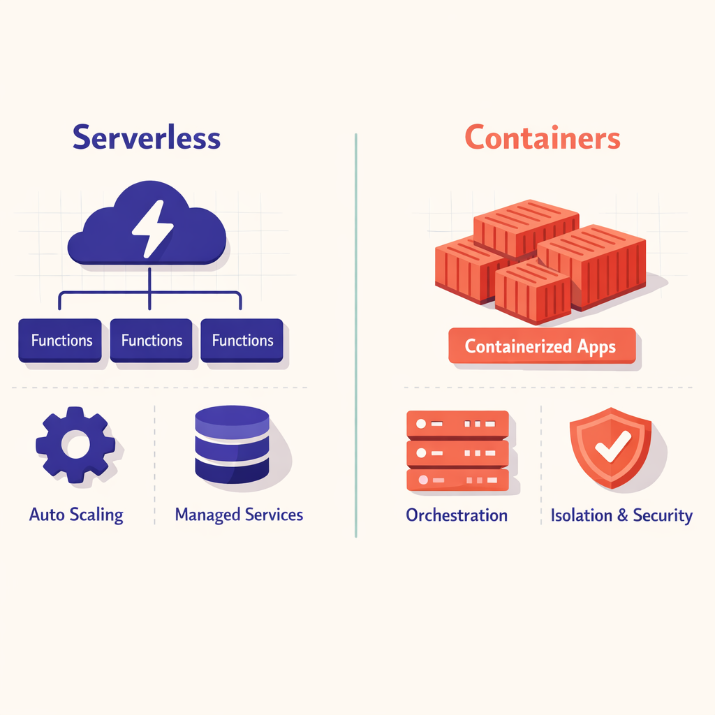 Diagram explaining the Core Concepts of Serverless and Containers