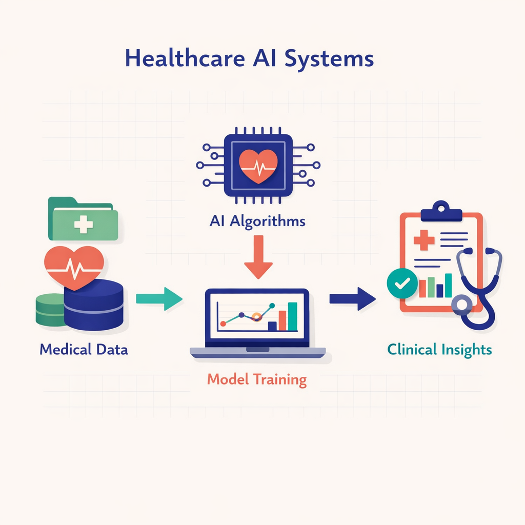 Technical illustration of a healthcare AI system architecture