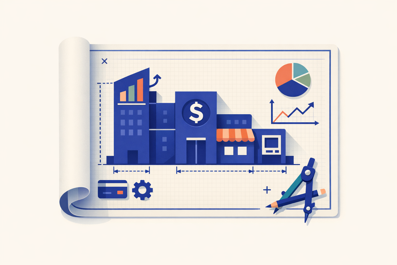 Architectural blueprint symbolizing FinTech software development