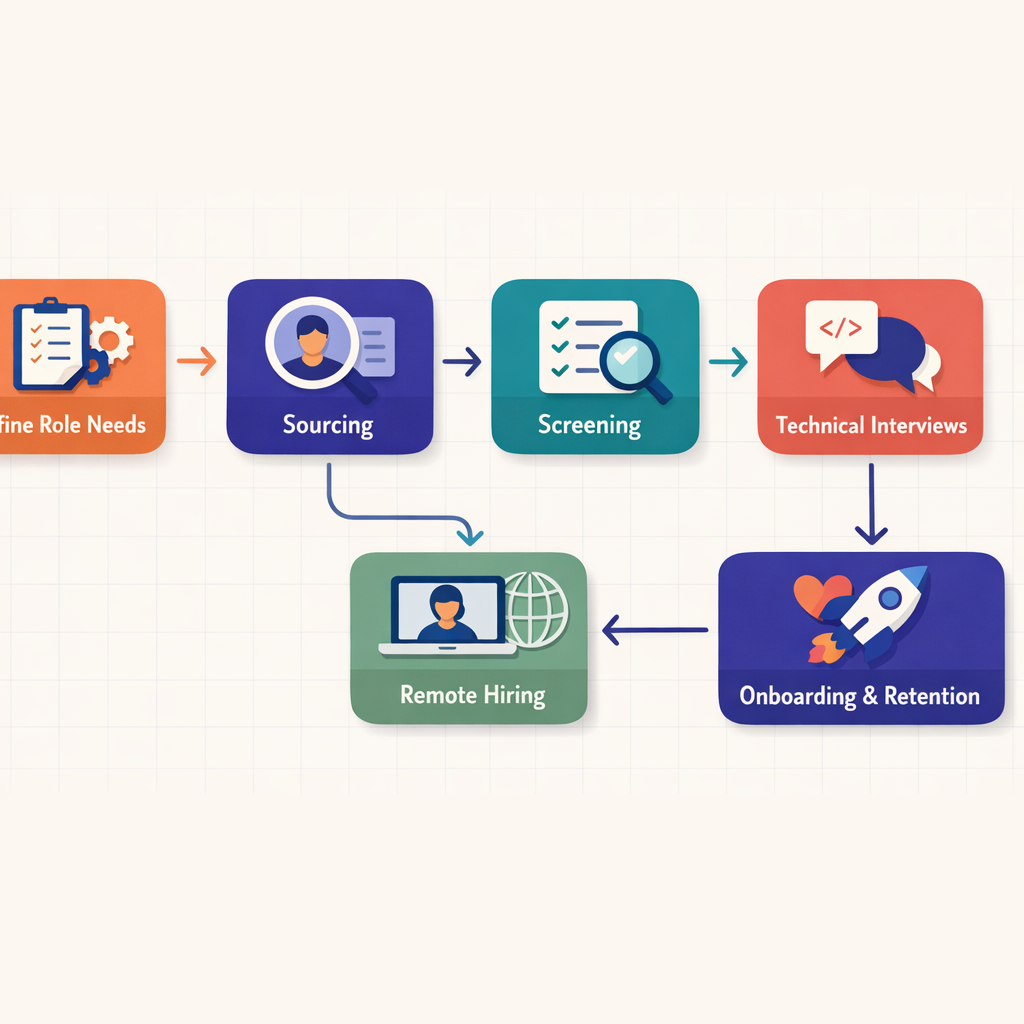 Diagram explaining the process of hiring senior developers