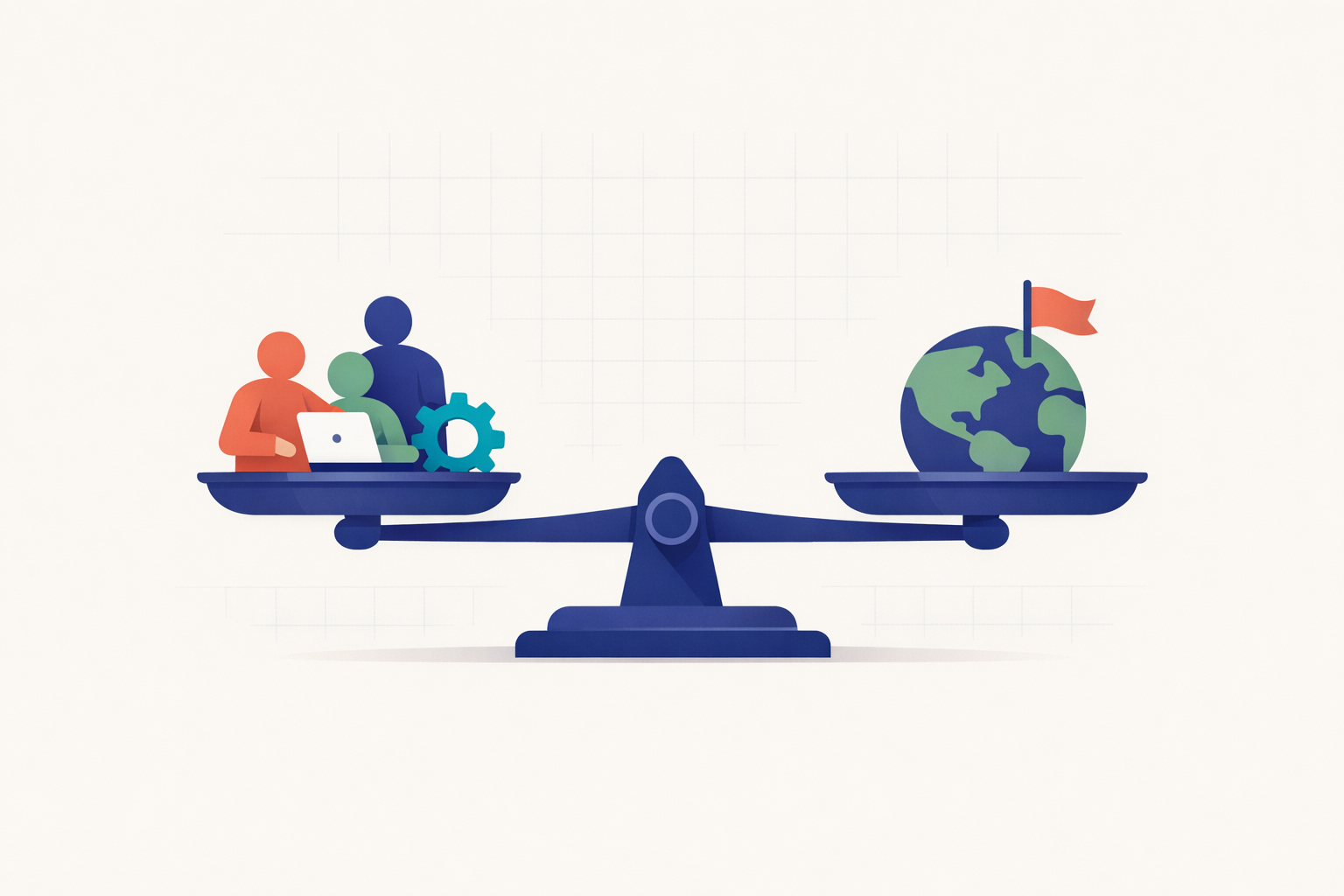 Hero image of scales balancing the concepts of Staff Augmentation and Outsourcing