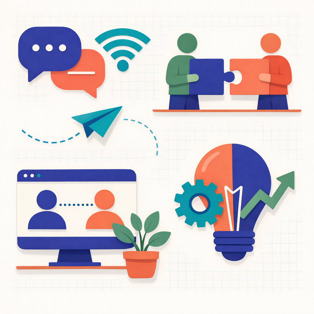 Collage of lessons learned from building successful remote teams