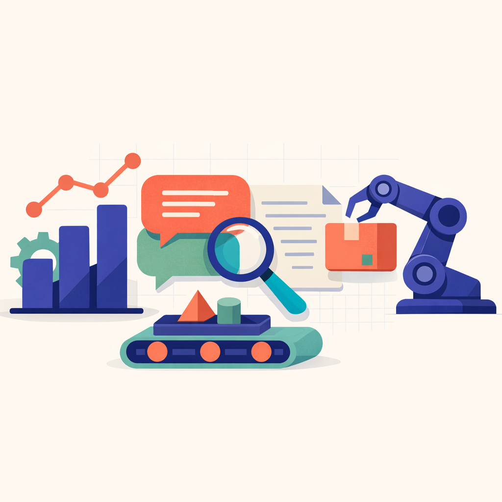 Illustration depicting AI Automation tools and technologies